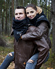 szale damskie Szal wełniany ze skórą, Komin Unisex - Czarny 8