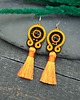 kolczyki soutache Kolczyki sutasz kolorowe pomarańczowo czarne wiosenne Cleo z chwostem 2