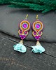 kolczyki soutache Kolczyki sutasz kolorowe turkus pomarańcz róż wiosenne Cleo z kwiatkiem 2