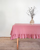 obrusy i serwetki Lniany obrus z falbanką DUSTY PINK 3