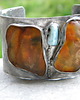 bransoletki wire wrapping Bursztyn / larimar  -  bransoleta mankiet CUFF 3