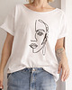 t-shirt damskie Lineart twarz Biały Oversize 1