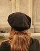 czapki damskie Klasyczny beret z antenką z wełny alpaki czarny 4