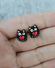 kolczyki z masy plastycznej Kolczyki czarne kotki z serduszkiem 2