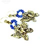 kolczyki z mosiądzu Złoty motyl z kobaltem urocze długie modne kolczyki w stylu boho handmade 5