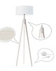 lampy podłogowe Drewniana lampa stojąca na 3 nogach z musztardowym abażurem HAITI 6