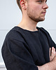 t-shirty męskie Czarna koszulka lniana męska 2