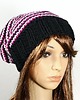 czapki damskie Czapka beanie hipster krasnal czarna w paseczki 1