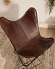 fotele Fotel Butterfly brązowy czarny skóra 86cm 2