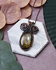 wisiory Miedziany wisiorek wire wrapping z jaspisem i ametystem #467 2