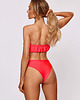 stroje kąpielowe i kostiumy kąpielowe damskie Komplet bikini koralowy top bandeau z wiązaniem Manila 3