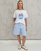 szorty damskie Amrita komfortowe spodenki z ozdobnym szwem - Baby Blue 1