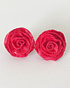 kolczyki z masy plastycznej Czerwone brokatowe kolczyki róże 1