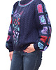 swetry damskie  Granatowy sweter z haftami w rozmiarze L/XL 3