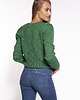 swetry damskie  Kardigan o oversize'owym kroju - SWE271 zielony MKM 3