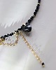 złote naszyjniki Czarny Łańcuszek Damski, Czarny Naszyjnik z Sercem, Zawieszka Swarovski 4