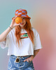 kapelusze damskie Bucket hat, creamy purple & burnt orange, handmade vibes 1