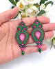 kolczyki soutache Verra kolczyki sutasz różowo zielone lekkie wiosnne z kryształkami 1