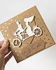 zaproszenia i kartki na ślub Kartka ślubna z parą młodą na rowerze 1