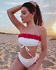 stroje kąpielowe i kostiumy kąpielowe damskie Komplet bikini biały top z kwiatami 3D Laura Flower 8