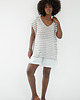 t-shirt damskie Bluzka w paski z dekoltem w serek F1863 UNI Czerwony 4