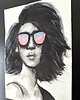grafiki i ilustracje Real One - portret kobieta okulary czarno biały obraz akwarela papier A4 21x30 5