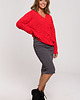 swetry damskie  Sweter z dekoltem w serek-czerwony(BK-075) 6