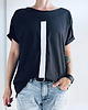 t-shirt damskie Kreska biała na czarnym Oversize 1