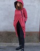 bluza z kapturem damska Płaszcz damski z kapturem,  bluza długa bawełniana malinowa 1