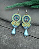kolczyki soutache Kolczyki sutasz pomarańczowo turkusowe kolorowe z dużą łezką Cleo 2