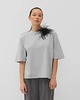bluzki z długim rękawem damskie T-Shirt Art grey z poduchami 1