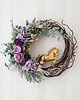wianki bożonarodzeniowe Fioletowy wieniec ze złotym koniem (26cm) 1
