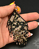 kolczyki szklane Snake Skin, czarnobeżowe "indiańskie" kolczyki, beading 6