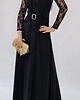 sukienki maxi damskie Sukienka Maxi Czarna Bankiet Bal Wesele Koronka Złota Klamra 1