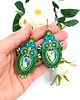 kolczyki soutache Auralis kolczyki sutasz zielono turkusowe letnie z kryształkami 1