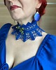 chokery Chabrowy kobaltowy naszyjnik w stylu Monet lilie wodne 5