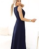 sukienki maxi damskie 634-1 MIRA elegancka sukienka maxi z kopertowym dekoltem - granatowa 4