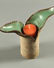 świeczniki i świece Ceramiczny lampion/świecznik dwulistny zielony No.3 5