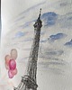 grafiki i ilustracje Paryż Francja wieża Eiffla miasta akwarela obraz balony pejzaż miejski 21x30 3