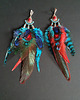 kolczyki z piórami Długie kolczyki z kolorowych piór - turkus i czerwień+ 5