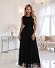 sukienki maxi damskie 678-3 ELIRA długa sukienka tiulowa maxi z okrągłym dekoltem - czarna 4