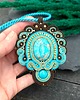 wisiory Wisiorek sutasz naszyjnik turkusowo brązowy handmade z jaspisem Azuro 1
