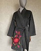 płaszcze damskie Kimono płaszcz wełna paski kwiaty filowane. 7