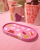 pojemniki na biżuterię Podstawka owalna, kolorowe lastryko, mała taca, różowa 1