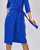 sukienki midi damskie Elegancka chabrowa   Kopertowa sukienka z różą 34-50 3