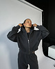 bluza bez kaptura damska Bluza Restful light antracite na zamek z kapturem 4