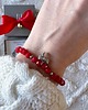 bransoletki na sznurku Świąteczna błyszcząca czerwona bransoletka z kokardką 1