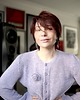 kardigany damskie Kardigan z różą z baby alpaki i wełny jagnięcej, liliowy 2