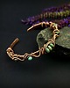 bransoletki wire wrapping Miedziana bransoleta mankietowa z turkusem afrykańskim 7