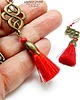 kolczyki chwosty Czerwone frędzle dla fanki długich kolczyków, kolczyki w stylu boho handmade 6